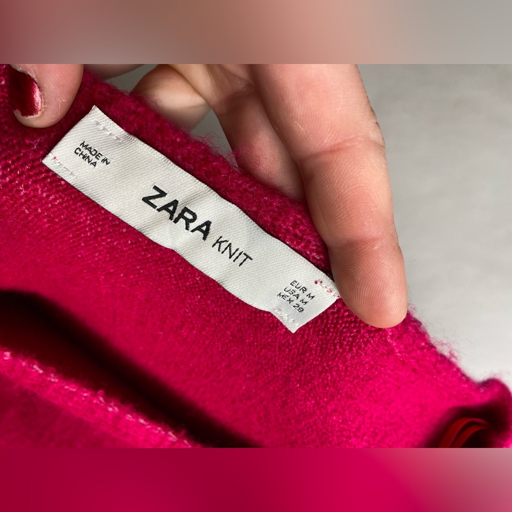 Zara, fuchsia pink, crop top sweater, long sleeve